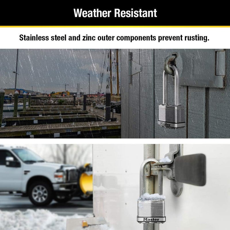 MasterLock M5XQLJ Magnum Heavy Duty Outdoor Padlock with Key, 4 Pack Keyed-Alike - Image 4